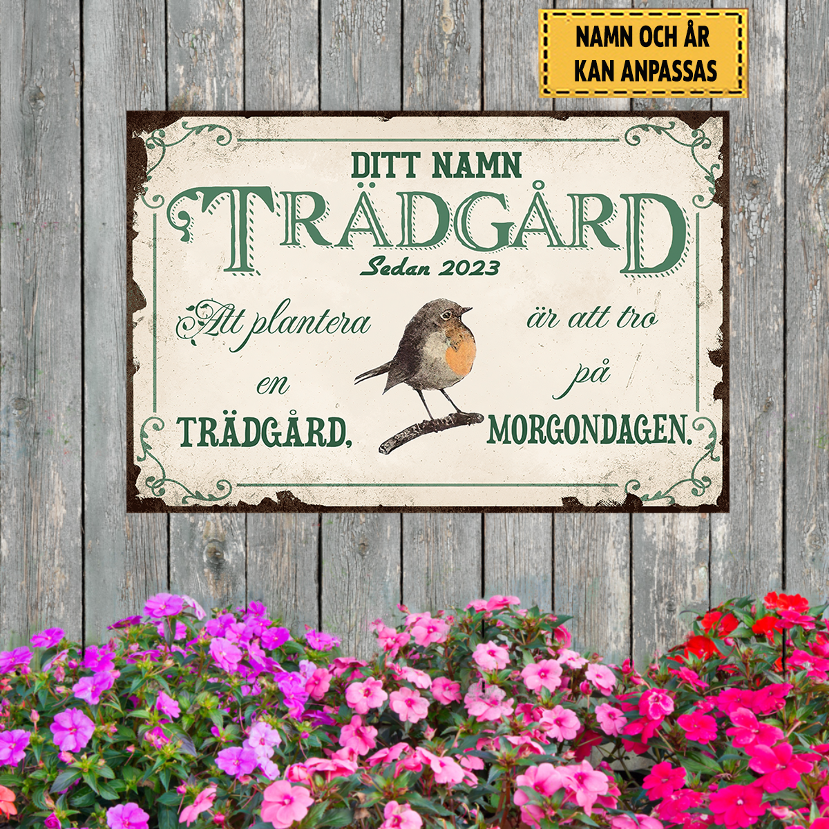 Att Plantera En Trädgård - Klassisk metallskylt
