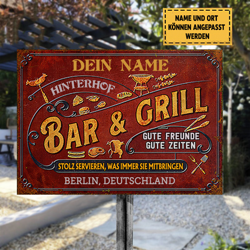 Bar & Grill Gute Freunde Gute Zeiten Klassisches Metallschild
