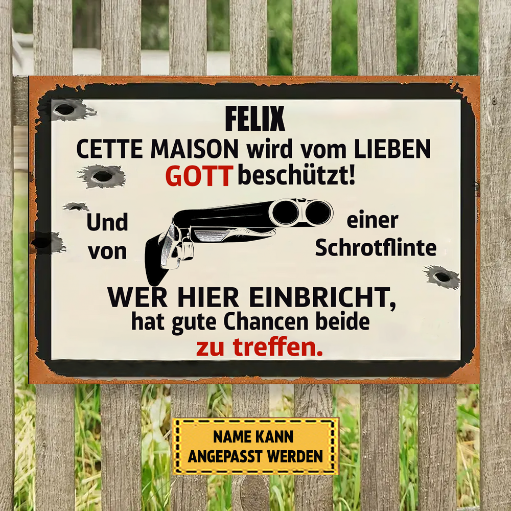 Dieses Haus Wird Vom Lieben Gott Beschützt 4 Klassisches Metallschild