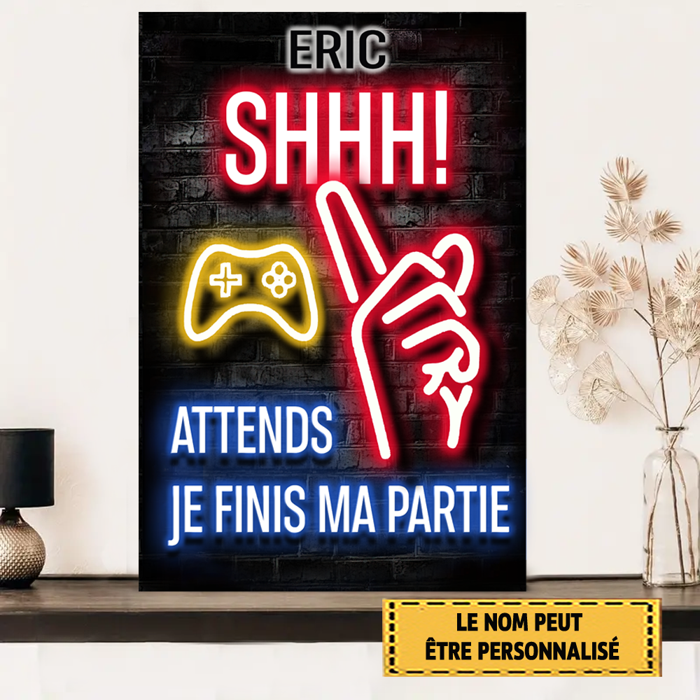 Attends Je Finis Ma Partie, Gamer Enseigne En Métal