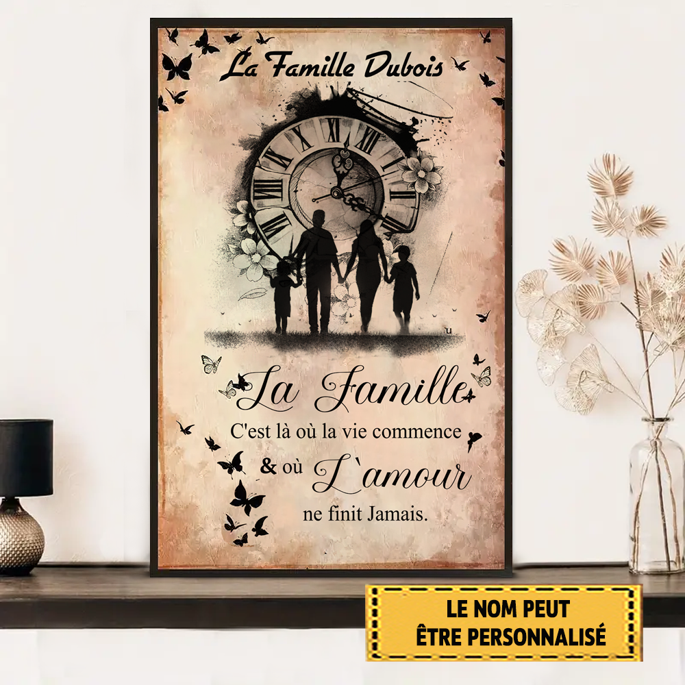 Pancarte Métal Vintage 'La Famille C'est Là Où La Vie Commence' – Plaque Murale Déco 20x30 Cm Style Rétro Pour Maison, Cuisine, Café, Bar