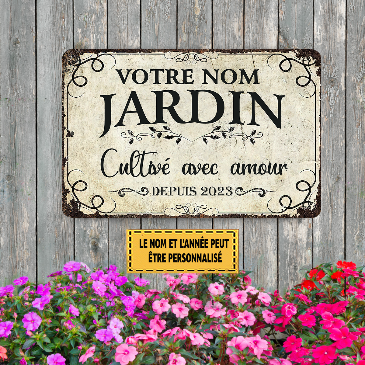 Jardin Cultivé Avec Amour Enseigne Métallique Classique