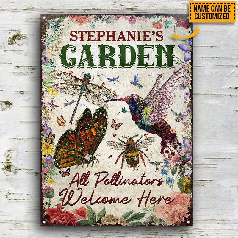 Flower Garden, Pollinators Welcome, Garden Decor, Custom Classic Metal Signs