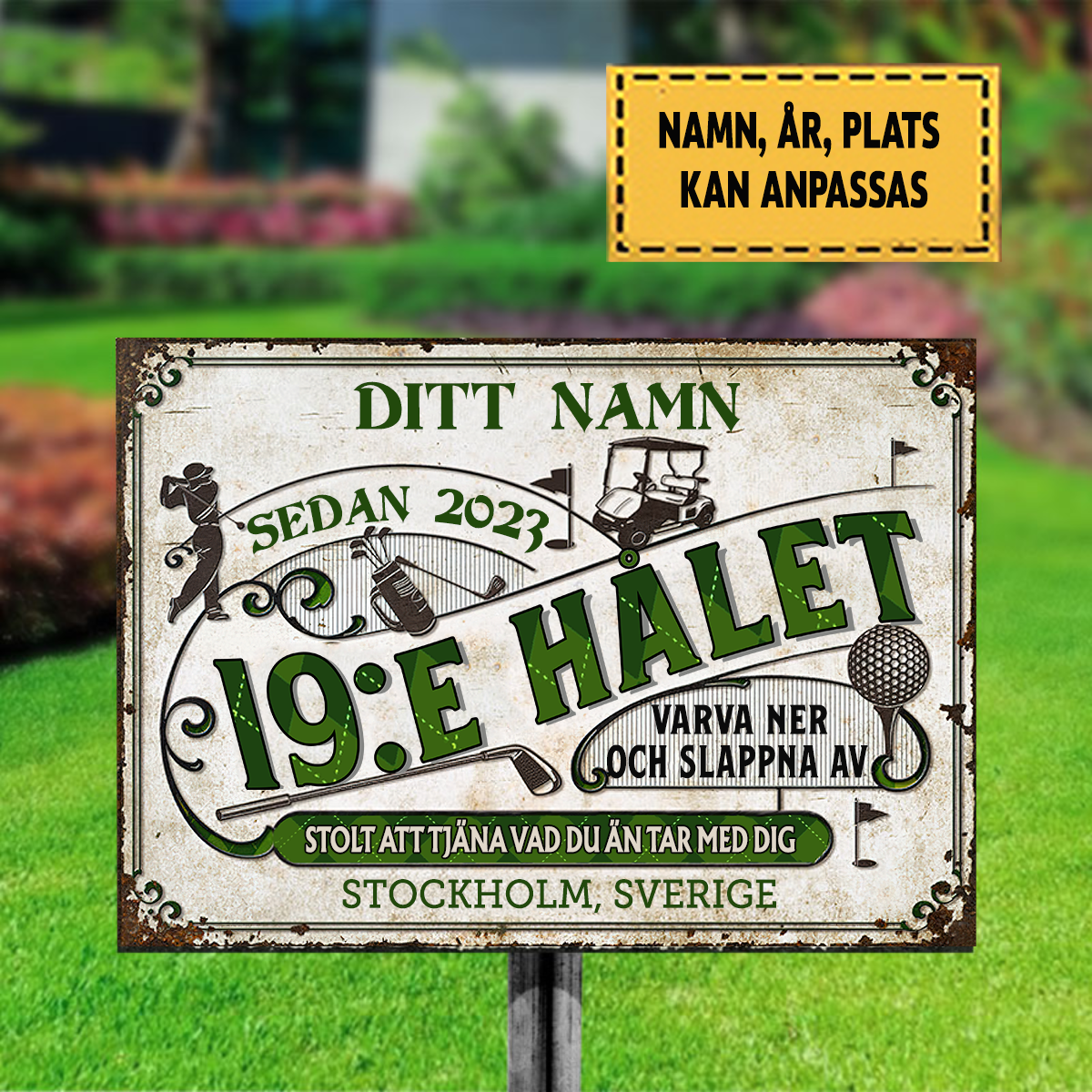 19:E Halet Varva Ner Coch Slappna Av Klassisk metallskylt