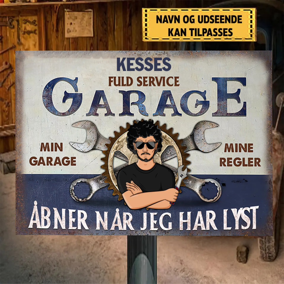 Min Garage mine regler Automobilmekaniker Personligt metalskilt