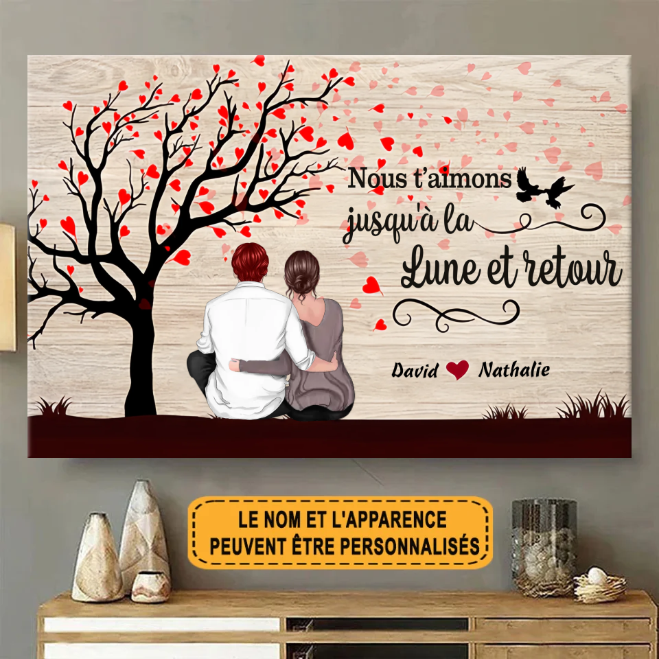 Nous T'aimons Jusqu'à La Lune Et Retour Personnalisé Enseigne En Métal