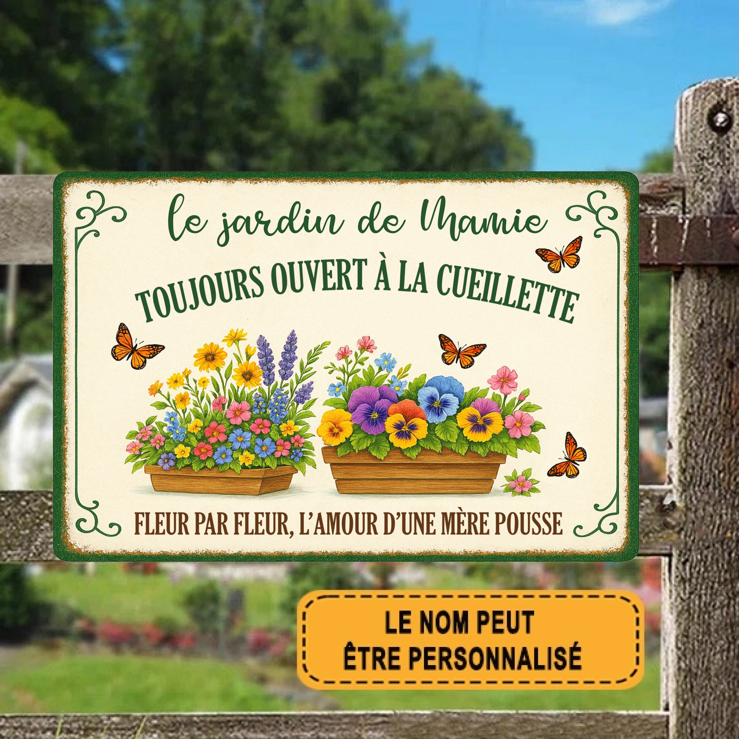 Le Jardin De Mamie 1974 Personnalisé Enseigne En Métal