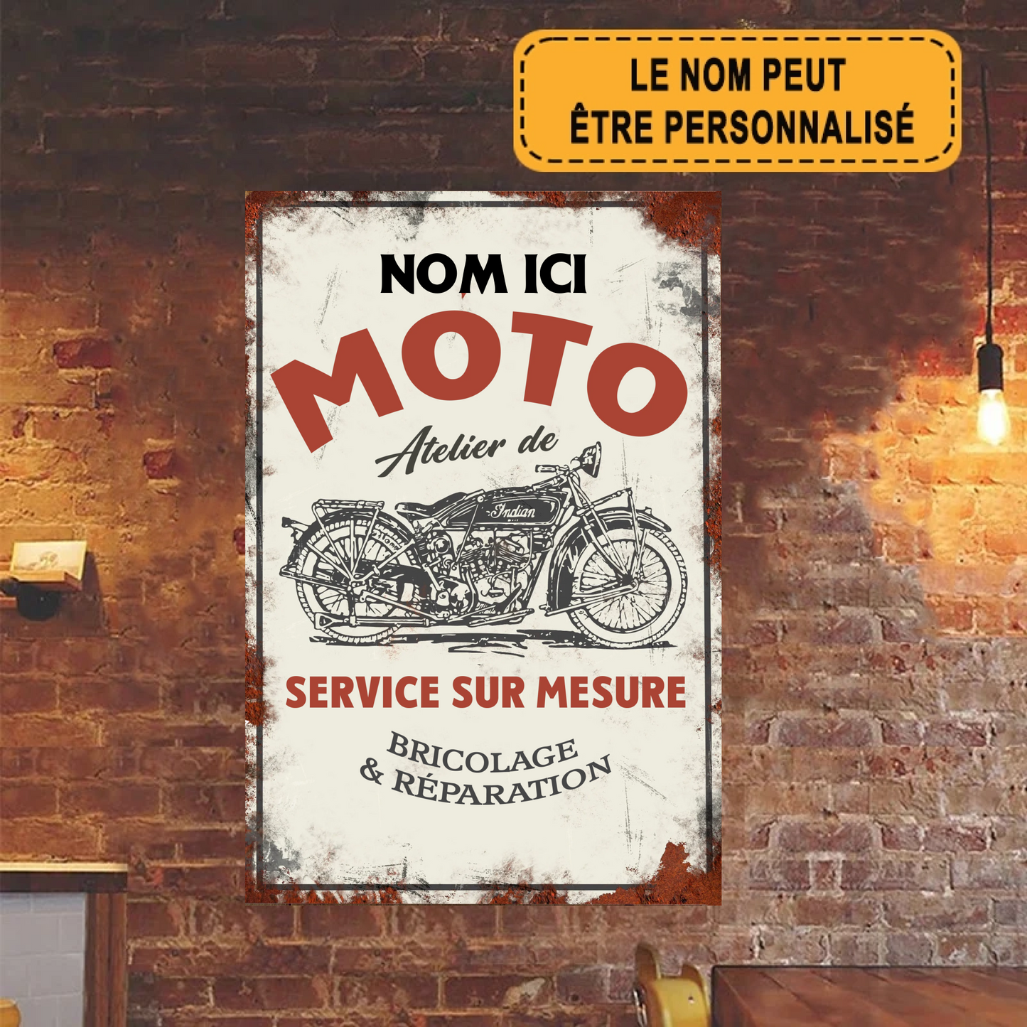 Atelier De Moto 1982 Personnalisé Enseigne En Métal