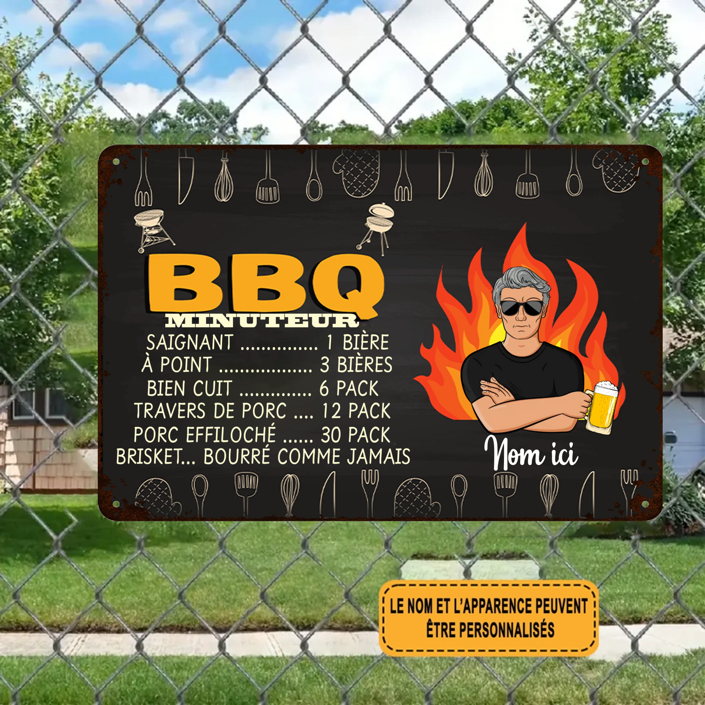 BBQ Minuteur 1999 Personnalisé Enseigne En Métal