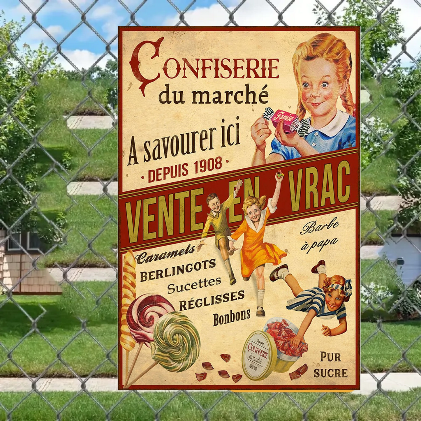 Confiserie Du Marché 2136 Personnalisé Enseigne En Métal