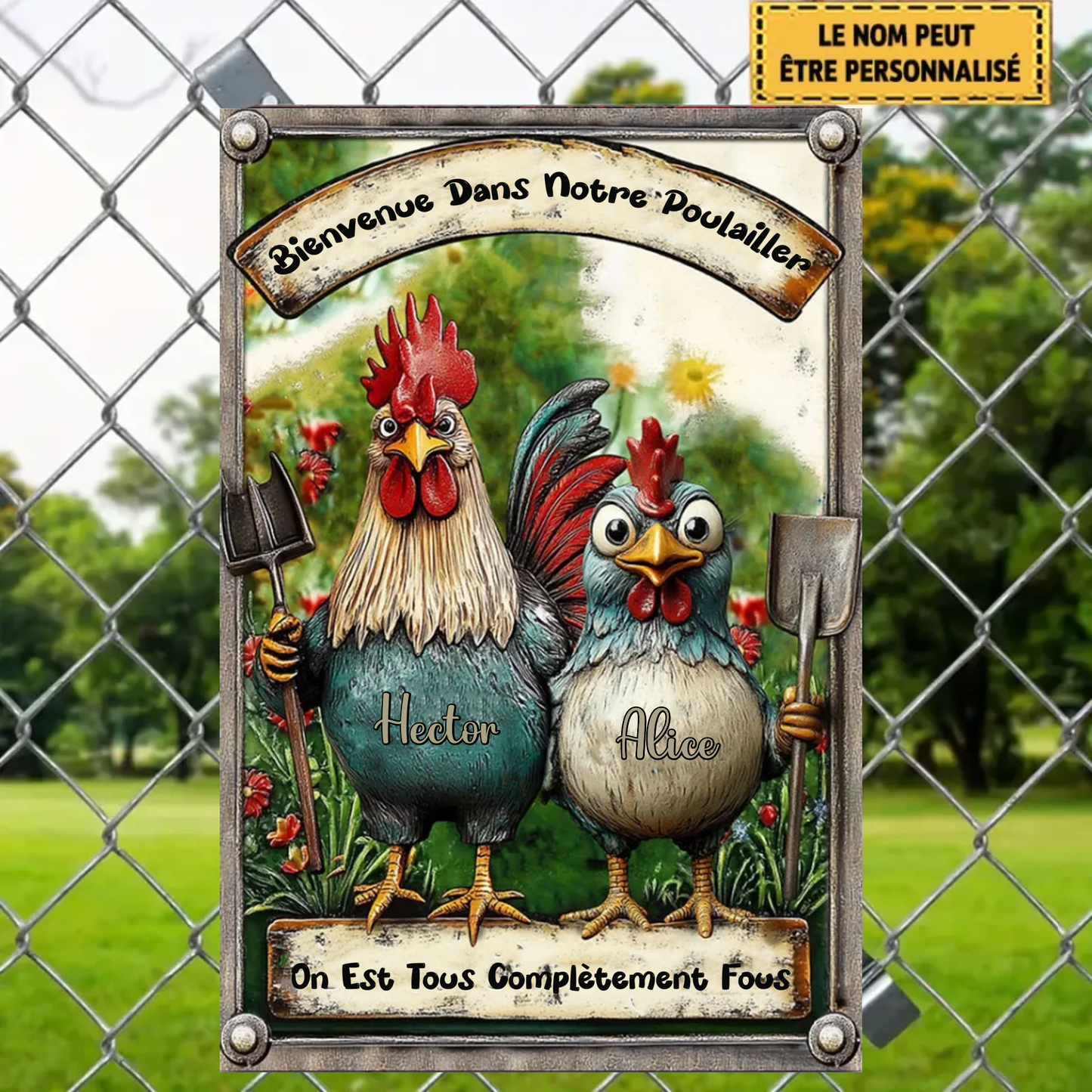 Bienvenue Dans Notre Poulailler 2159 Personnalisé Enseigne En Métal