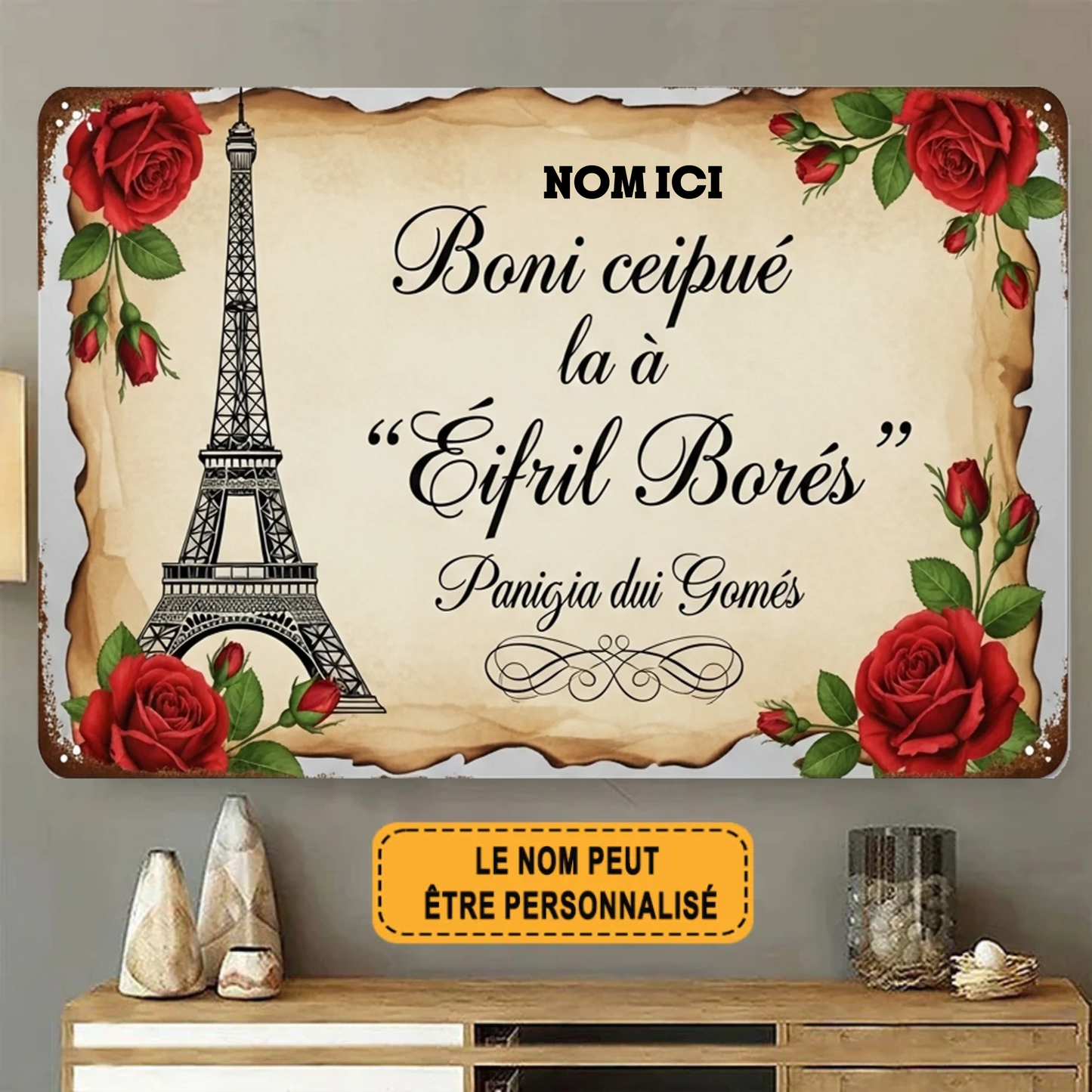 Boni Ceipué La À Eifril Borés Panigia Dui Gomés 2164 Personnalisé Enseigne En Métal