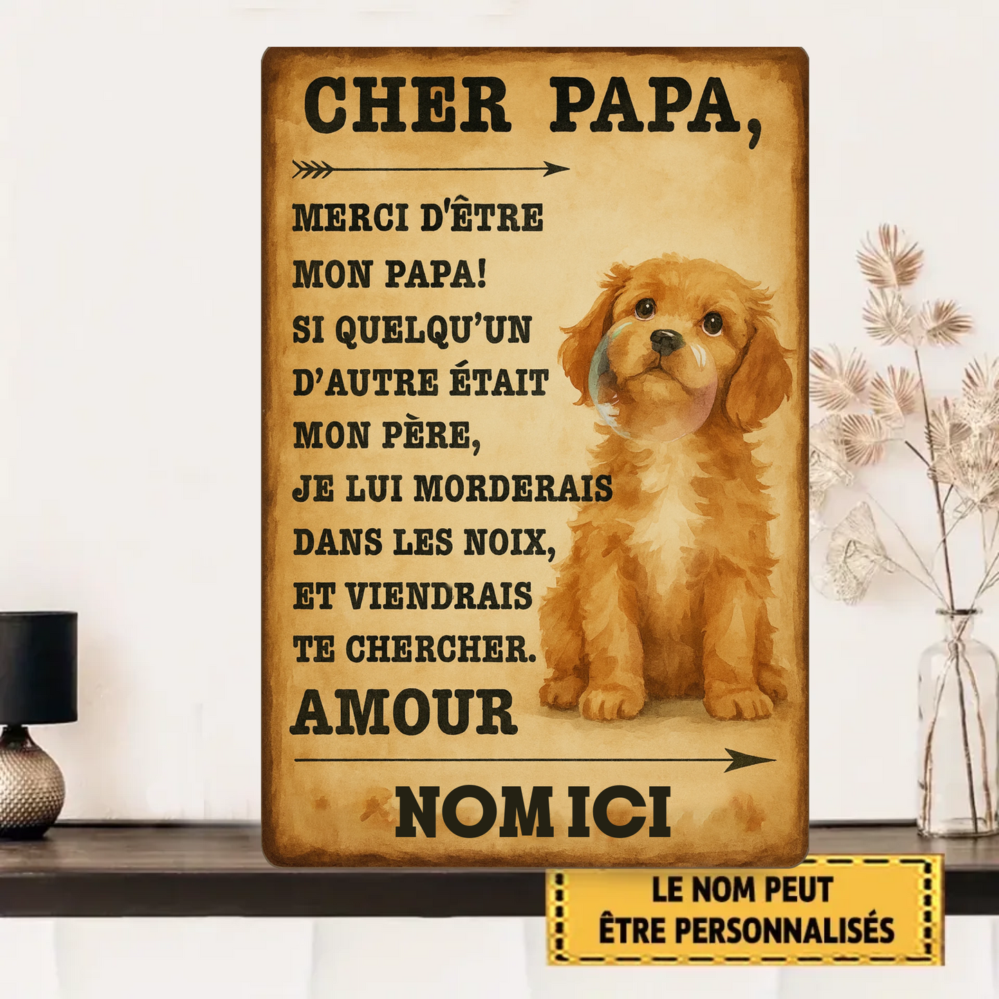 Merci D'Être Mon Papa 2168 Personnalisé Enseigne En Métal