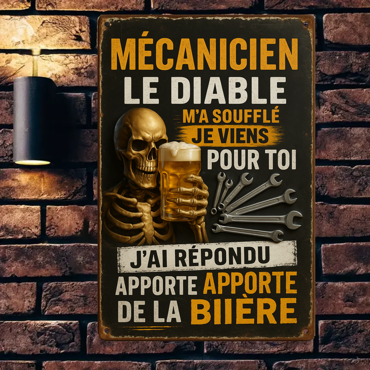 Mécanicien Le Diable M’a Soufflé 2188 Personnalisé Enseigne En Métal
