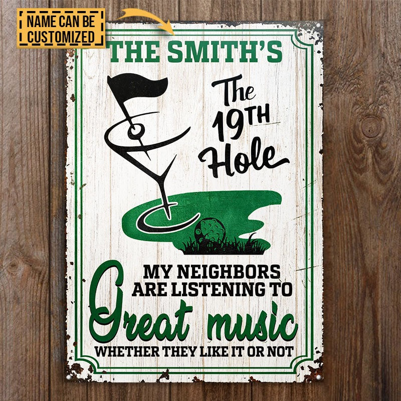 Personalized Golf Listening To Great Music Customized Classic Metal Signs