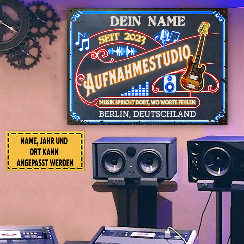 Aufnahmestudio Musik Spricht Dort, Wo Worte Fehlen Klassisches Metallschild