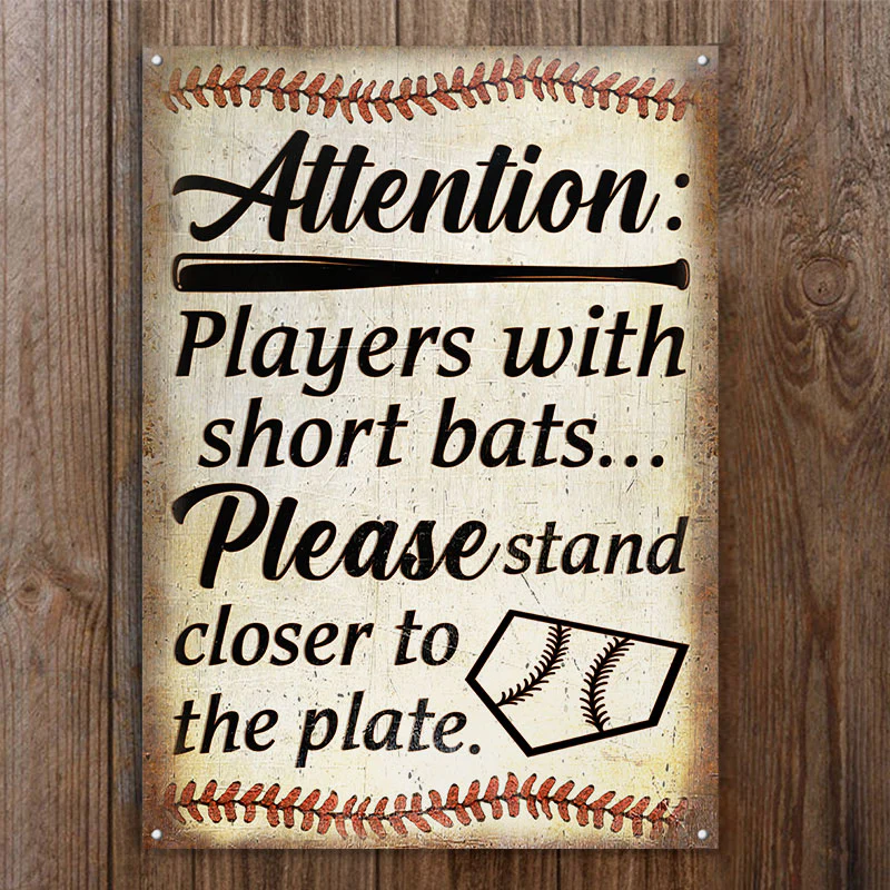Baseball Attention Stand Closer Restroom Custom Classic Metal Signs