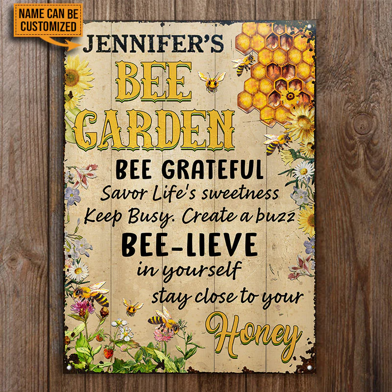 Bee Wisdom Garden, Bee Lover, Bee Farm, Garden Decor, Custom Classic Metal Signs