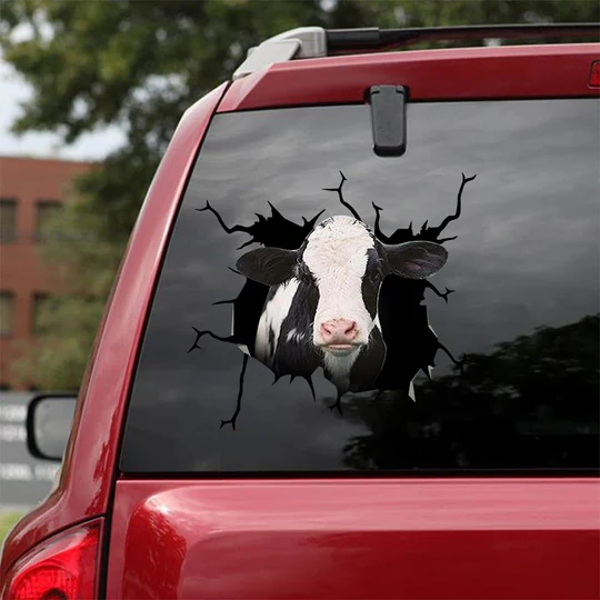 Dairy Cow Crack Decals For Cars Cuteness Overloaded Logo Stickers Sympathy Gifts