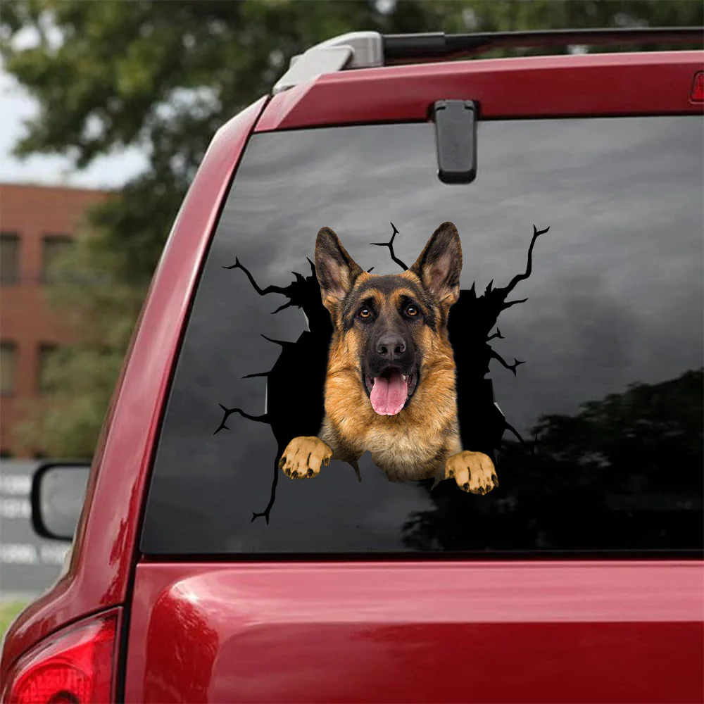 German Shepherd Crack Sticker Album Funny Custom Logo Stickers Dog Memorial Gifts