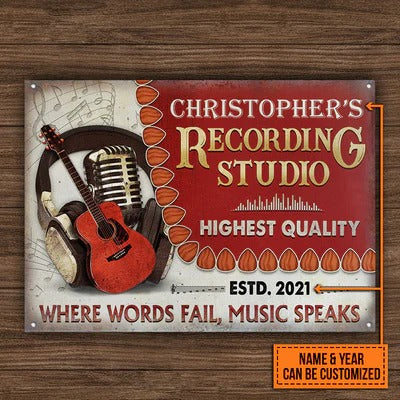 Personalized Acoustic Guitar Studio Where Words Customized Classic Metal Signs