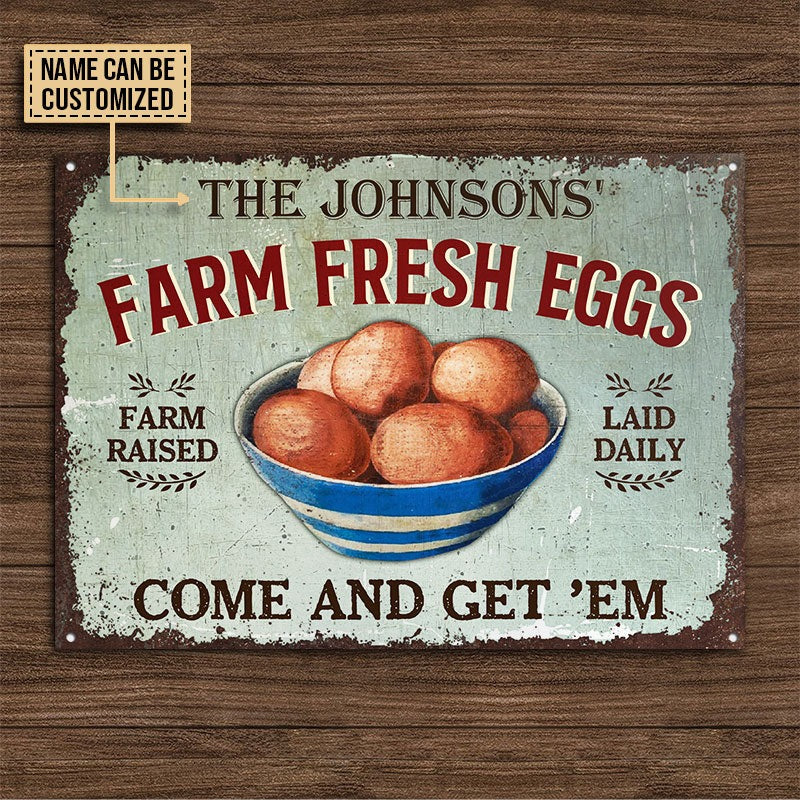 Personalized Chicken Eggs Get 'Em Customized Classic Metal Signs