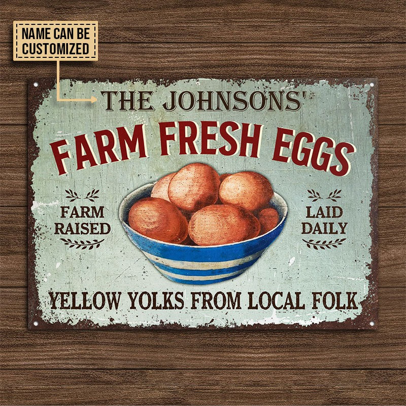 Personalized Chicken Eggs Yellow Yolks Customized Classic Metal Signs