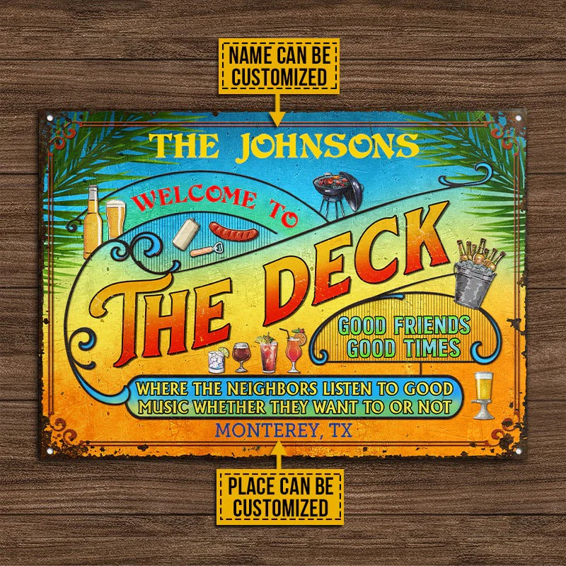 Custom Deck Grilling Summer Listen To The Good Music Plaques métalliques classiques personnalisées