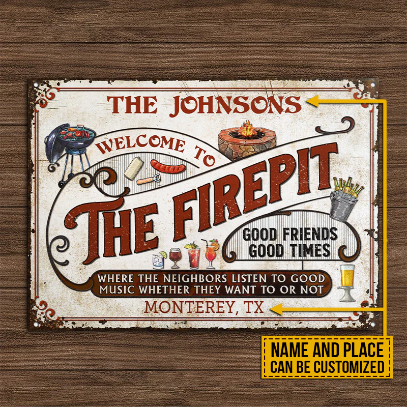 Personalized Firepit Grilling Red Listen To The Good Music Custom Classic Metal Signs