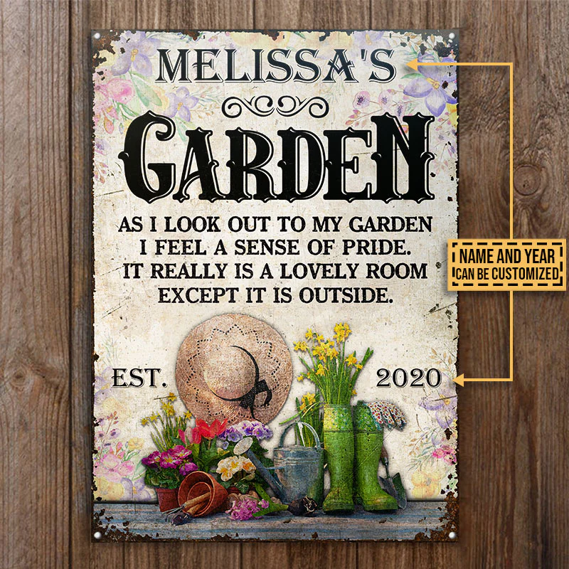 Personalized Gardening Floral As I Look Out Custom Classic Metal Signs