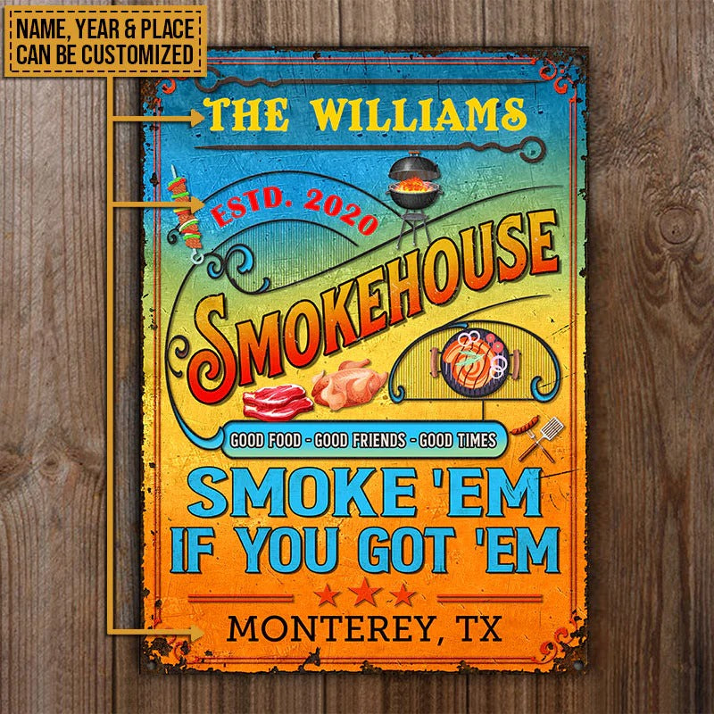 Personnalisé Griller Smokehouse Smoke 'Em Color Plaques Métalliques Classiques Personnalisées