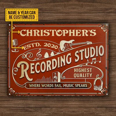 Custom Guitar Vintage Red Studio Where Words Fail Customized Classic Metal Signs