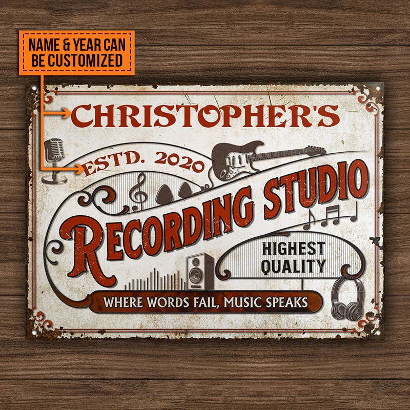 Custom Guitar Vintage Studio Where Words Fail Customized Classic Metal Signs