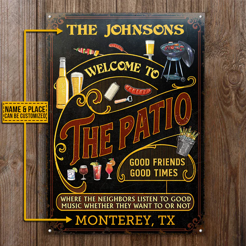 Personalized Patio Grilling Red Listen To The Good Music Black Vertical Custom Classic Metal Signs