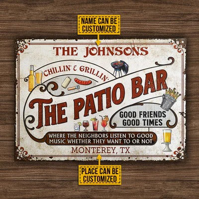 Personalized Patio Grilling Red Listen To The Good Music Chillin Custom Classic Metal Signs