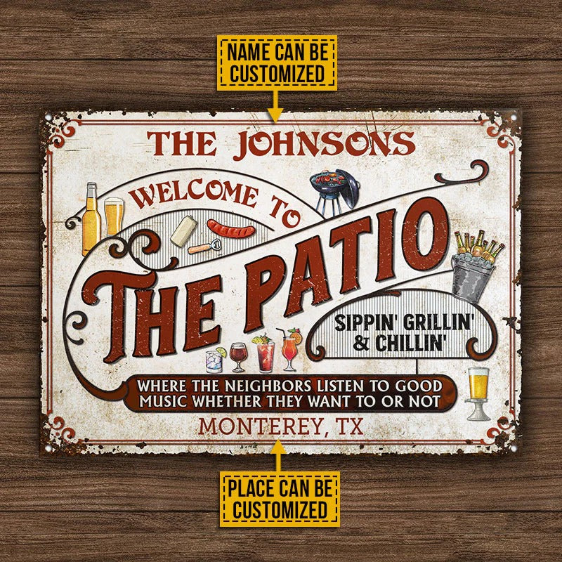 Personalized Patio Grilling Red Listen To The Good Music Sippin Custom Classic Metal Signs