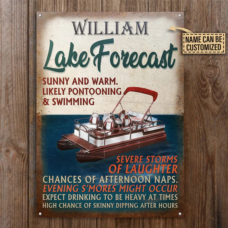 Personalized Lake Pontoon Severe Storms Customized Classic Metal Signs