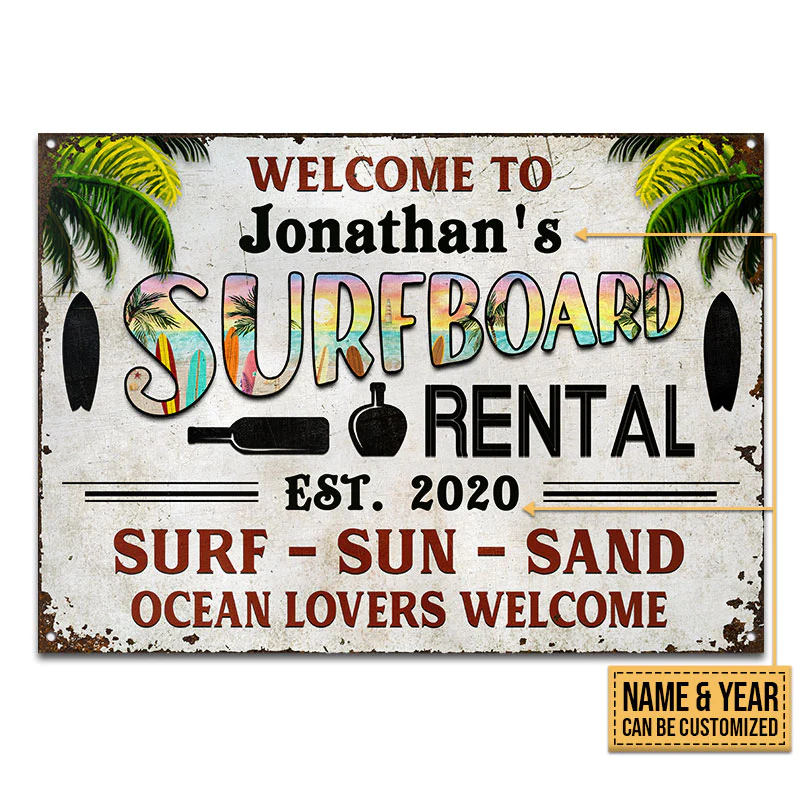 Surf Shack Surf Sun Sand Beach Custom Classic Metal Signs , Surf Shack Decoration