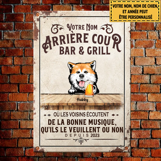 Arrière Cour  Bar & Grill Enseigne Métallique Classique