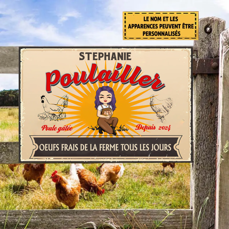 Poulailler, Oeufs Frais De La Ferme Tous Les Jours 14 Enseigne En Métal Personnalisée