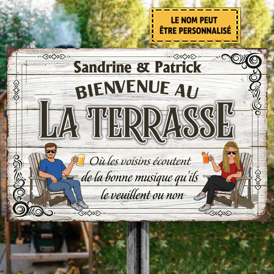 Famille Et Couple La Terrasse 3- Enseigne En Métal Personnalisée