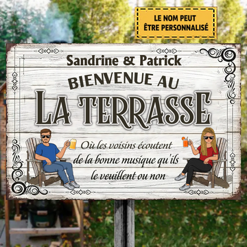 Famille Et Couple La Terrasse 3 - Enseigne En Métal Personnalisée