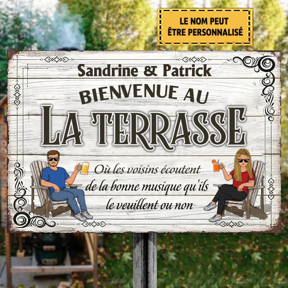 Famille Et Couple La Terrasse 3 - Enseigne En Métal Personnalisée