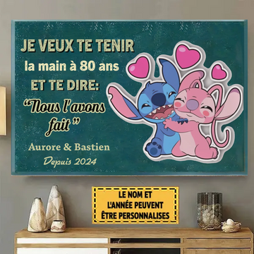 Je veux te tenir la main à 80 ans et te dire, 106, enseigne en métal.