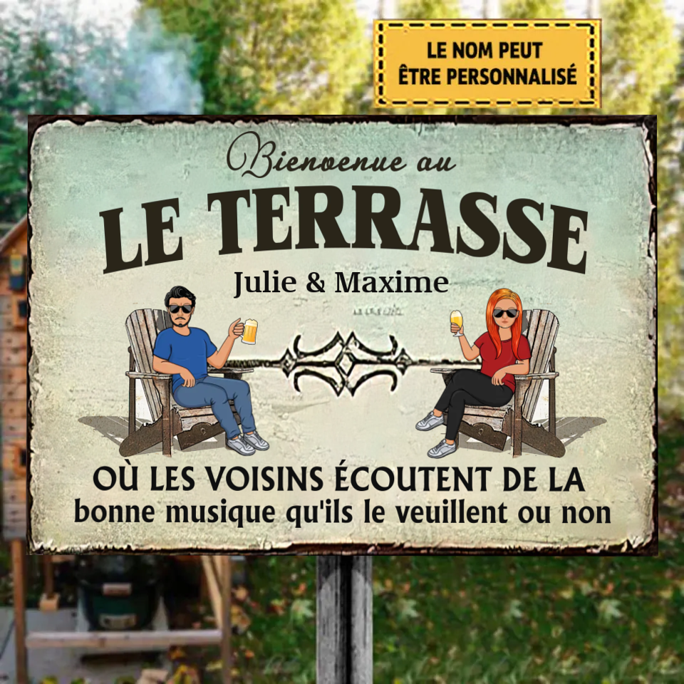 Famille Et Couple La Terrasse 4- Enseigne En Métal Personnalisée