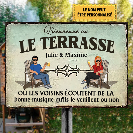 Famille Et Couple La Terrasse 4- Enseigne En Métal Personnalisée