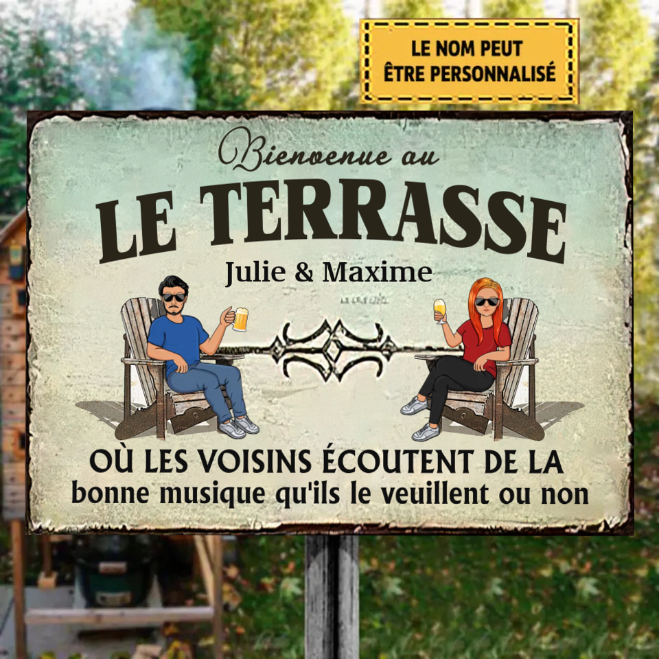 Famille et couple La Terrasse 4 - Enseigne en métal personnalisée