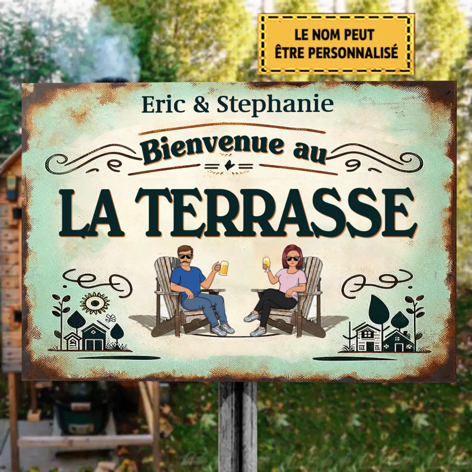 Famille et Couple La Terrasse 5 - Enseigne en métal personnalisée