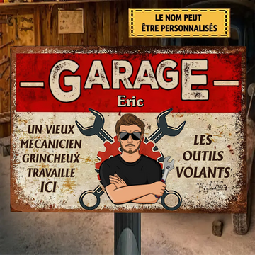 Grumpy Old Mechanic Works Here 4 - Personalized Metal Sign