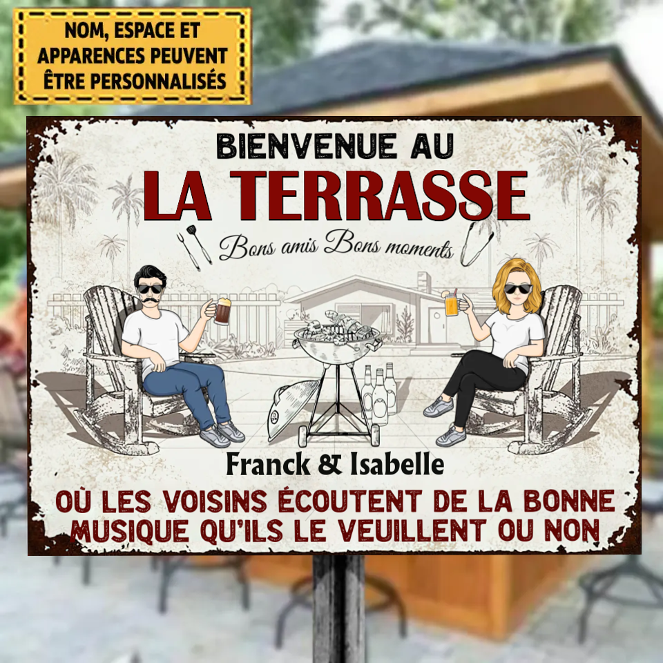 Famille Et Couple La Terrasse - Enseigne En Métal Personnalisée